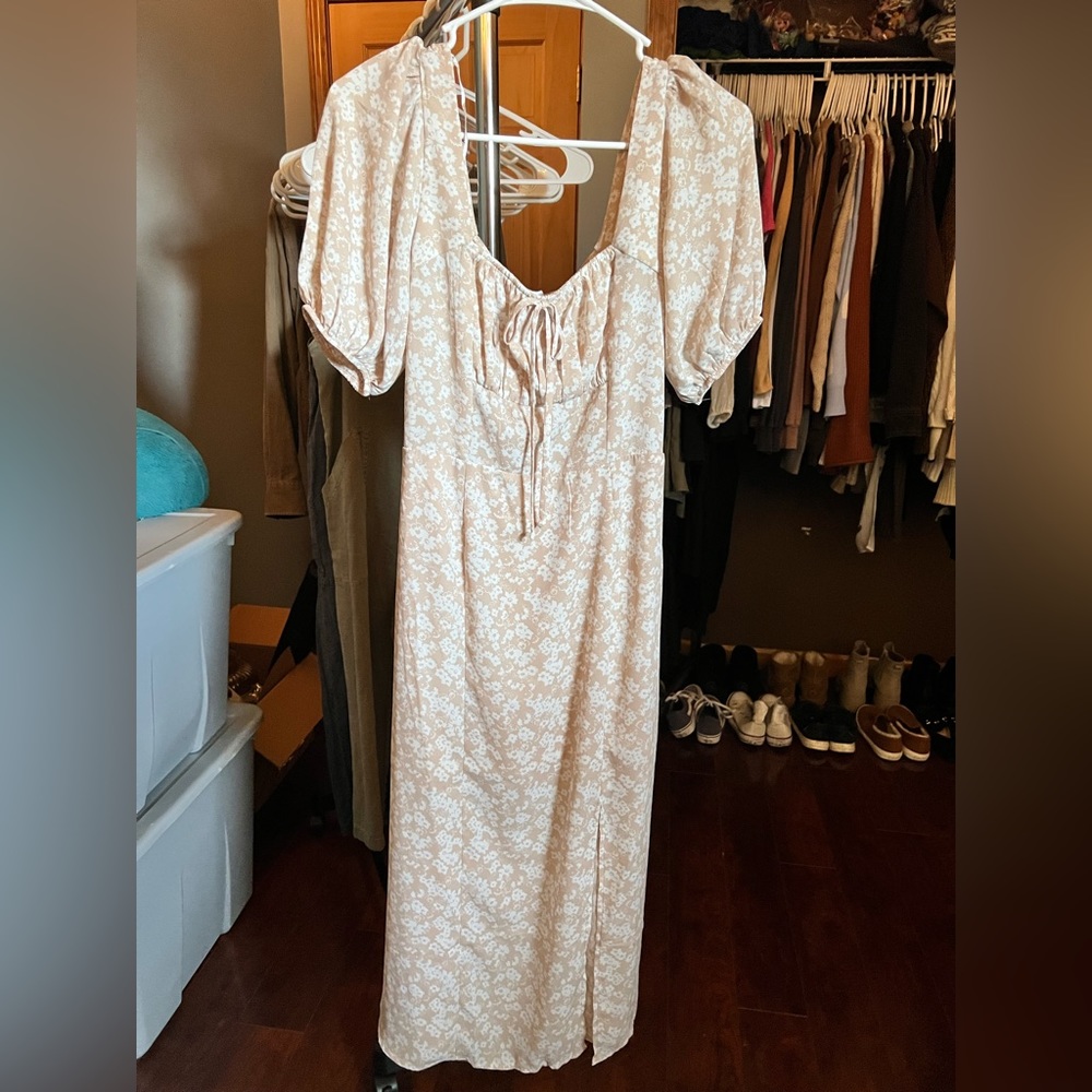 Cottage Core Light Pink Floral Dress